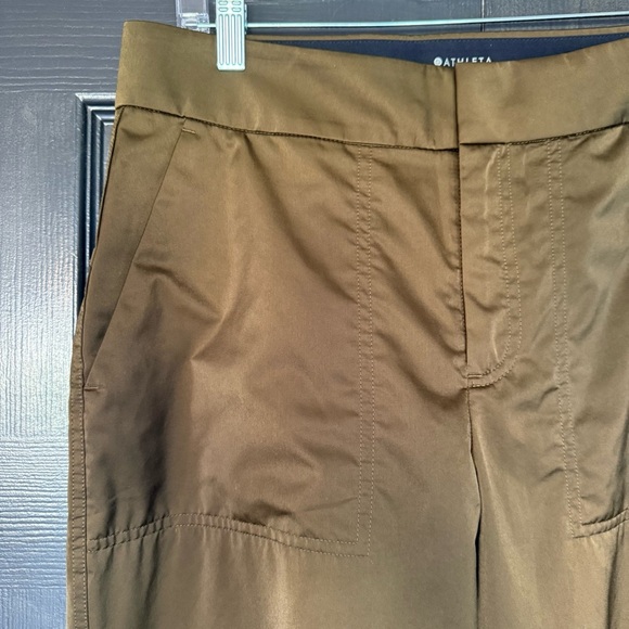 Athleta Radiant Jogger Womens 8 Pants Green Pockets Shiny Elastic Ankle - Picture 5 of 14